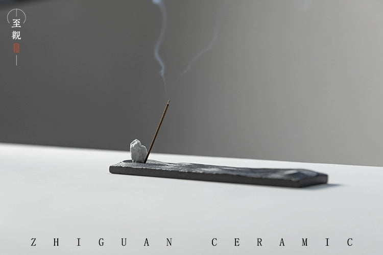 Small Black Long Plate - Zhiguan Minimalist Zen Incense Holder