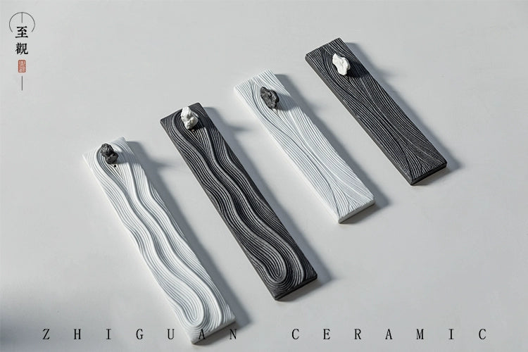 Small White Long Plate - Zhiguan Minimalist Zen Incense Holder