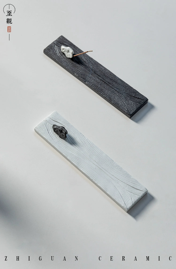 Small Black Long Plate - Zhiguan Minimalist Zen Incense Holder
