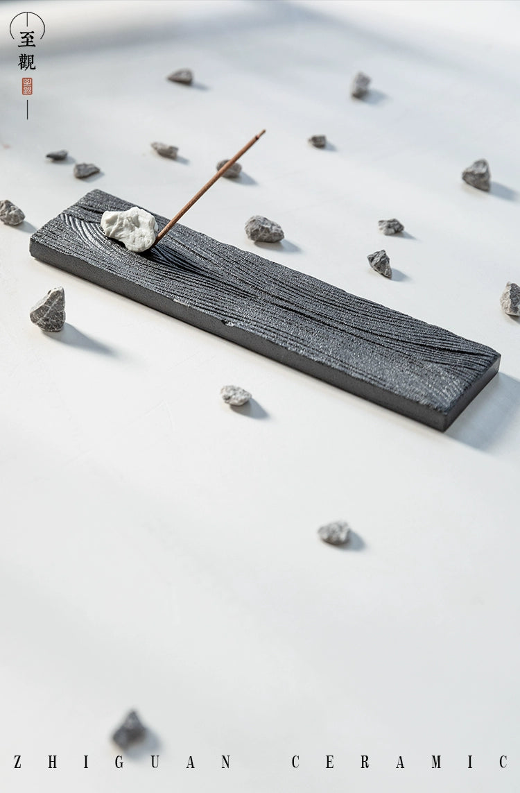 Small Black Long Plate - Zhiguan Minimalist Zen Incense Holder