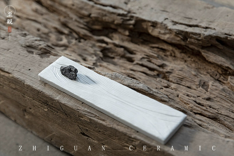 Small White Long Plate - Zhiguan Minimalist Zen Incense Holder