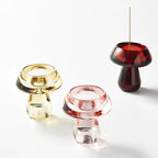 Red Glass Mushroom Incense Holder + 9-Hole Incense Holder - Momo's Life Elegant Glass Incense Holder
