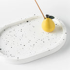 Ink-Splattered Oval Tray + Pear Fragrance Diffuser - Momo's Life Artistic Plaster Incense Holder