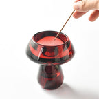 Red Glass Mushroom Incense Holder + 9-Hole Incense Holder - Momo's Life Elegant Glass Incense Holder