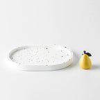 Ink-Splattered Oval Tray + Pear Fragrance Diffuser - Momo's Life Artistic Plaster Incense Holder