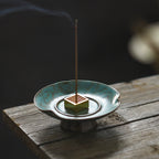 Emerald Green + Square Fingerprint Incense Holder - Momo's Life Ceramic Artistry Incense Holder