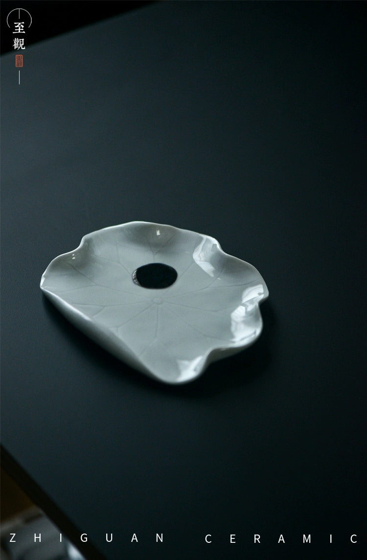 Zhiguan Lotus Leaf Ceramic Incense Holder