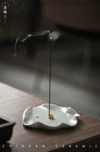 Zhiguan Lotus Leaf Ceramic Incense Holder
