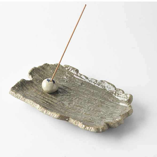 Bark Ceramic Incense Tray + Ceramic Incense Holder - Momo's Life Artisan Glaze Ceramic Incense Holder