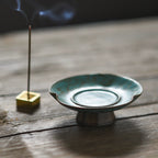 Emerald Green + Square Fingerprint Incense Holder - Momo's Life Ceramic Artistry Incense Holder
