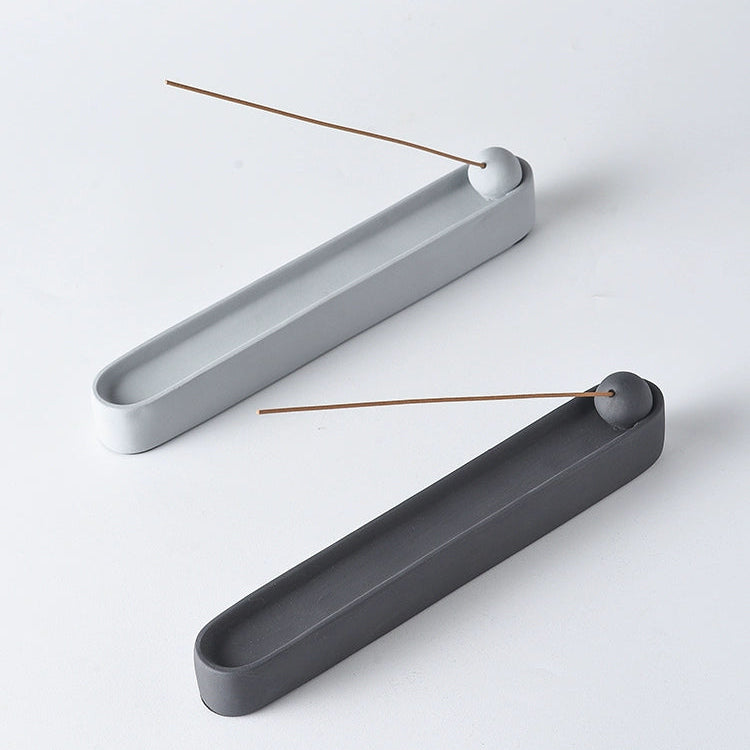 Gray Long Stripe - Momo's Life Handmade Concrete Incense Holder