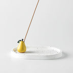 Ink-Splattered Oval Tray + Pear Fragrance Diffuser - Momo's Life Artistic Plaster Incense Holder