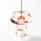 Pink Glass Mushroom Incense Holder + 9-Hole Incense Stick Holder - Momo's Life Elegant Glass Incense Holder