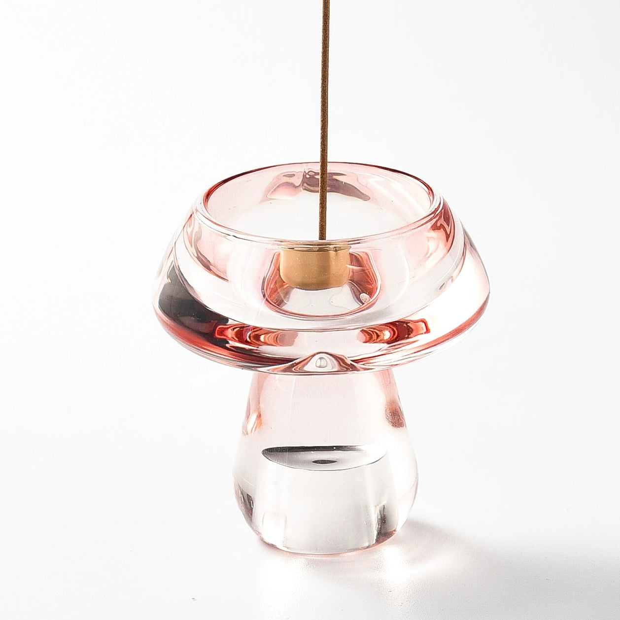Pink Glass Mushroom Incense Holder + 9-Hole Incense Stick Holder - Momo's Life Elegant Glass Incense Holder