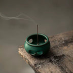 Dark Green - Ruyi - Incense Burner (Includes Gourd Pendant) - Muso Artisan Incense Holder for Serenity
