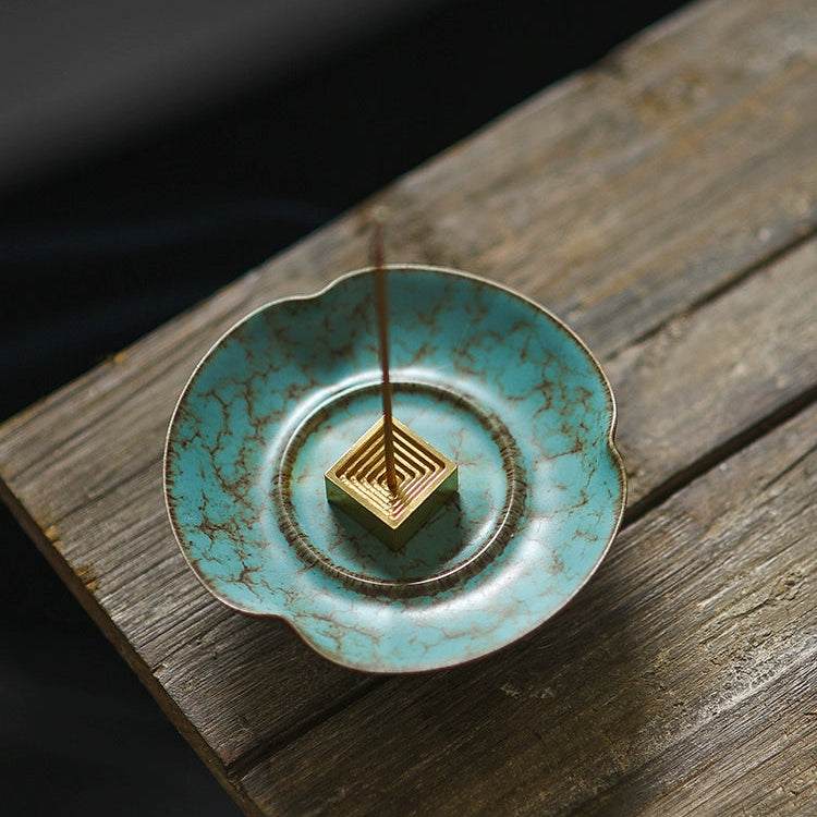 Emerald Green + Square Fingerprint Incense Holder - Momo's Life Ceramic Artistry Incense Holder