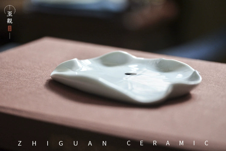 Zhiguan Lotus Leaf Ceramic Incense Holder
