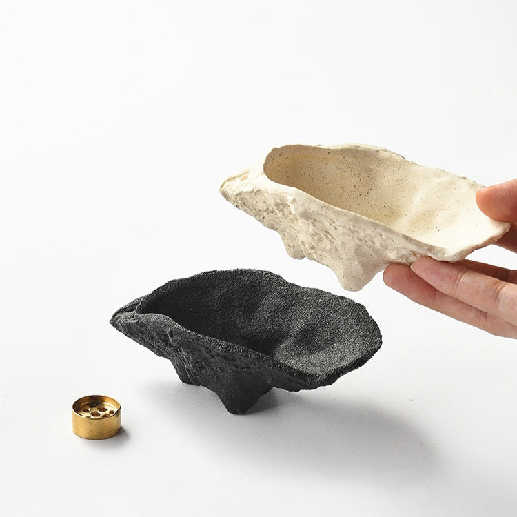 Ceramic Sand Color Oyster Shell + Copper 9-Hole Incense Holder - Momo's Life Artisan Ceramic Incense Holder