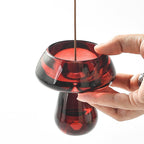 Red Glass Mushroom Incense Holder + 9-Hole Incense Holder - Momo's Life Elegant Glass Incense Holder