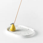 Ink-Splattered Oval Tray + Pear Fragrance Diffuser - Momo's Life Artistic Plaster Incense Holder