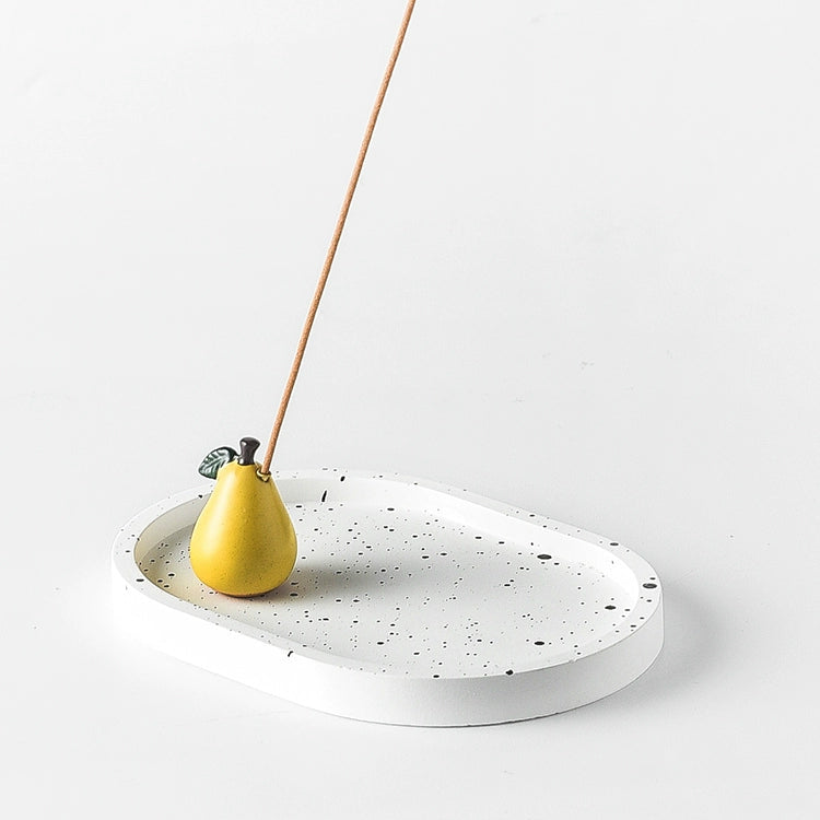 Ink-Splattered Oval Tray + Pear Fragrance Diffuser - Momo's Life Artistic Plaster Incense Holder