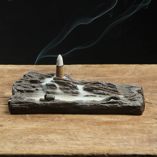 Cold River Snow Incense Burner (Includes 20 Reverse Flow Incense Cones) - MUSO Misty River Backflow Incense Holder
