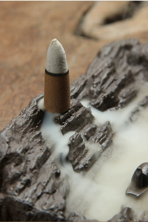 Cold River Snow Incense Burner (Includes 20 Reverse Flow Incense Cones) - MUSO Misty River Backflow Incense Holder